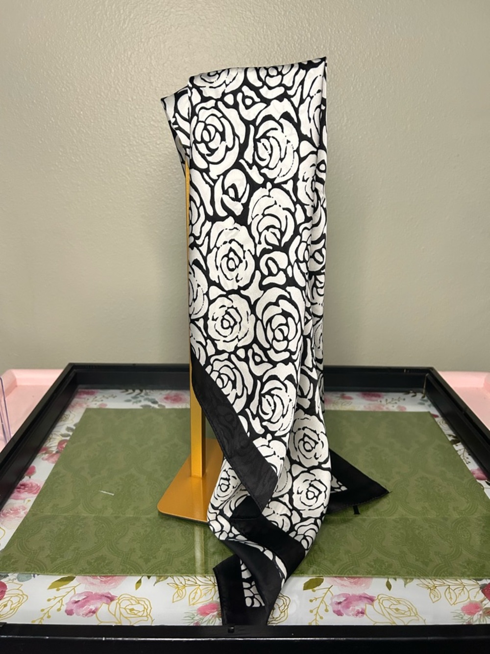 Black & White Floral Scarf - Picture 4 of 5